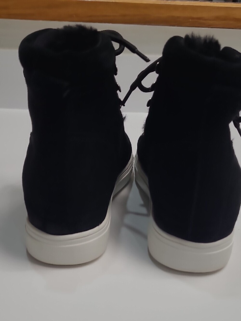 Steven by Steve Madden Kalea-F Black Suede Faux Fur High-Top Sneakers - Size 8.5 - Picture 7 of 11